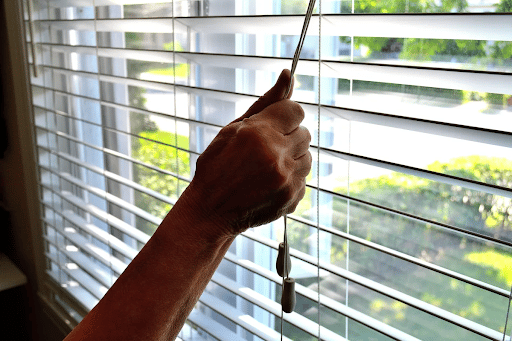 When the weather warms up again, you may convert to roller blinds, which provide a glimpse of the outside even when they're rolled down.