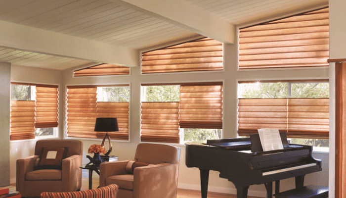 Horizontal Blinds in Trapezoid Windows