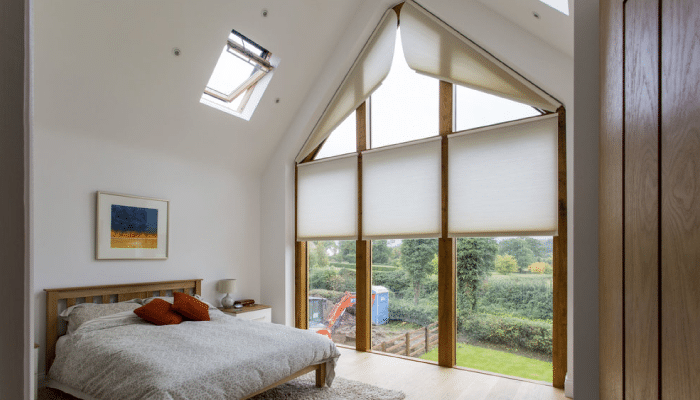 Roller Shades in Trapezoid window 