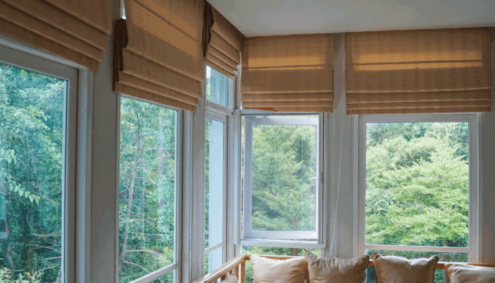 Roman Shades in sunroom